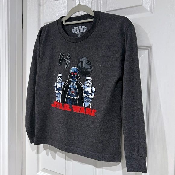 Star Wars Darth Vader Youth Boys Long Sleeve Graphic Tee Shirt Sz M Gray Unisex - Picture 3 of 8